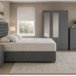Complete Bedroom Furniture Package - King Size Bed - 3 Door Mirror Wardrobe With Two Bottom Drawers - Five Drawer Chest - Two Bedside Tables