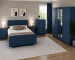 Wooden King Bed Furniture Set - Six Door Wardrobe With Four Drawer - Chest of Five Drawers With Two Bed Side Table