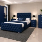 Elegant Bedroom Storage Collection - King Size Bed - Two Door Wardrobe With Mirror - Chest of Five Drawers - Two Bedside Tables