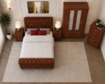 Contemporary King Size Bed Set - four Door Wardrobe With Four Drawer & 2 mirror - Chest of Five Drawers With Two Bed Side Table - Image 6