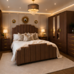 Luxury King Size Bed Furniture Set - five Door Wardrobe With Four Drawer - Chest of Five Drawers With Two Bed Side Table