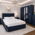 Complete King Size Bed Furniture Package - Six Door Wardrobe With Four Drawer - Chest of Five Drawers With Two Bed Side Table