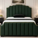 Olive Green Arizona Prestige Double Bed with mattress 160x200 cm-Velvet & Leather Finish