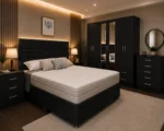 Elegant King Size Bedroom Set – Double Storage Bed – Six Door Mirror Wardrobe – 5 Drawer Chest – Two Bedside Tables - Image 2