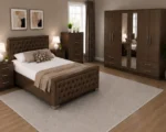 Elegant King Bed Furniture Set - Six Door Wardrobe With Four Drawers - Chest of Five Drawers With Two Bedside Tables - Image 3