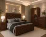 Classic King Size Bed Furniture Set - Two Door Wardrobe With One Mirror - Chest of Five Drawers With Two Bed Side Table - Image 2