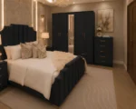 King Size Bed Furniture Set - five Door Wardrobe With Four Drawer - Chest of Five Drawers With Two Bed Side Table - Image 2