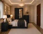 King Size Bed Interior Furniture Set - Two Door Mirror Wardrobe - Chest of Five Drawers - Two Bedside Tables - Image 3