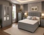 Spacious Luxury King Bed Set with Three Door Wardrobe With Four Drawer - Chest of Five Drawers With Two Bed Side Table - Image 4