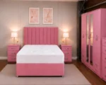 King Size Bed Furniture Set - Six Door Wardrobe With Four Drawer - Chest of Five Drawers With Two Bed Side Table - Image 3