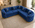 Madrid 5 Seater Chesterfield Style Corner Sofa – Royal Blue Velvet - Image 3