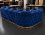 Madrid 5 Seater Chesterfield Style Corner Sofa – Royal Blue Velvet - Image 5