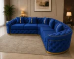Madrid 5 Seater Chesterfield Style Corner Sofa – Royal Blue Velvet - Image 4