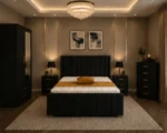 Premium Home Bedroom Set - King Size Bed - Two Door Wardrobe With Mirror - Five Drawer Chest - Two Bedside Tables