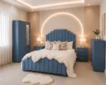 Premium King Size Bed Bedroom Set - two Door Wardrobe With two Drawer - Chest of Five Drawers With Two Bed Side Table - Image 2