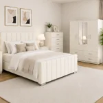 Complete Bedroom Furniture Package - King Size Bed - 4 Door Mirror Wardrobe - Five Drawer Chest - Two Bedside Tables
