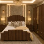 Elegant Bedroom Furniture King Set 4 Door Wardrobe With Four Drawer - Chest of Five Drawers With Two Bed Side Table