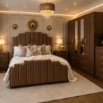 Luxury King Bed Furniture Set - five Door Wardrobe With Four Drawer - Chest of Five Drawers With Two Bed Side Table
