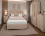 Complete Beige King Bedroom Furniture Collection - Bed, Wardrobe, Chest of Drawers  & Side Tables - Image 3