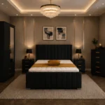 Premium Home Bedroom Set - King Bed - Two Door Wardrobe With Mirror - Five Drawer Chest - Two Bedside Tables