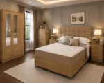 Premium Luxury King Bed Set with Three Door Wardrobe With Four Drawer - Chest of Five Drawers With Two Bed Side Table