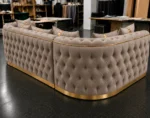 Imperial Tufted Corner Sofa with Gold Accents | Luxury L-Shaped Velvet Chesterfield Sofa UK - Image 5