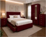 Elegant Home Bedroom Set - King Size Bed - 2 Door Wardrobe With Mirror - Five Drawer Chest - Two Bedside Tables - Image 4
