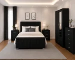 King Size Bed Home Collection - Two Door Mirror Wardrobe With Bottom Drawer - Chest of Five Drawers - Two Bedside Tables - Image 2
