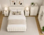 Complete Bedroom Furniture Package - King Size Bed - 4 Door Mirror Wardrobe - Five Drawer Chest - Two Bedside Tables - Image 4