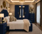 Designer Bedroom King Set with 4 Door Wardrobe With Four Drawer - Chest of Five Drawers With Two Bed Side Table - Image 4