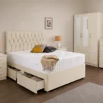 Premium Bedroom Furniture Set - King Size Bed with 3 Door Mirrored Wardrobe, Two Bottom Drawers & Five Drawer Chest