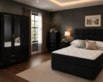 Premium king Bed Bedroom Set with Three Door Wardrobe With Four Drawer - Chest of Five Drawers With Two Bed Side Table - Image 2