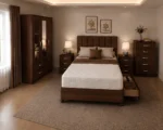 Elegant Bedroom Storage Collection - King Size Bed - Three Door Mirror Wardrobe - Five Drawer Chest - Matching Bedside Tables - Image 3