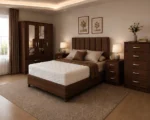 Elegant Bedroom Storage Collection - King Size Bed - Three Door Mirror Wardrobe - Five Drawer Chest - Matching Bedside Tables - Image 2
