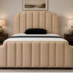 Beige Arizona Double Bed 160x200 cm -Luxury Upholstered Bed-Double Bed with Mattress
