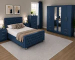 Wooden King Bed Furniture Set - Six Door Wardrobe With Four Drawer - Chest of Five Drawers With Two Bed Side Table - Image 2