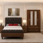 Classic King Size Bed Furniture Set - four Door Wardrobe With Four Drawer - Chest of Five Drawers With Two Bed Side Table