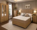 Premium Luxury King Bed Set with Three Door Wardrobe With Four Drawer - Chest of Five Drawers With Two Bed Side Table - Image 5