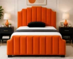 Designer Orange Arizona Double Bed 160x200 cm -Premium Frame-Double Bed with mattress (160*200cm)