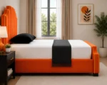 Designer Orange Arizona Double Bed 160x200 cm -Premium Frame-Double Bed with mattress (160*200cm) - Image 3