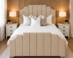 Arizona Warm Beige Super King Velvet Bed Frame – 200 × 200 cm-Super King with Mattress