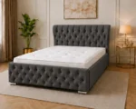 Slate Grey Oxford Super King Bed – Sophisticated 6ft Frame with Plush Upholstery & Mattress - Image 2