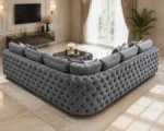 Light Grey Corner Sofa - Luxury L Shape Sofa with Deep Button Detailing - Image 4