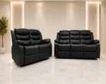 Modern Black Leather Recliner Sofa Set – Stylish & Comfortable Living Room Furniture