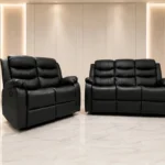 Modern Black Leather Recliner Sofa Set – Stylish & Comfortable Living Room Furniture