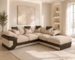Premium Dino 5 Seater Corner Sofa in Beige - Elegant Leather Touch Finish