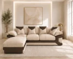Premium Dino 5 Seater Corner Sofa in Beige - Elegant Leather Touch Finish - Image 2