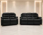 Modern Black Leather Recliner Sofa Set – Stylish & Comfortable Living Room Furniture - Image 2