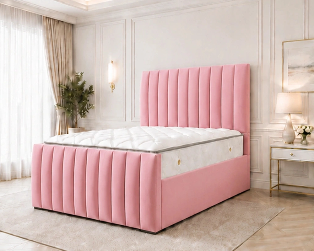 1 Premium Bedroom Double Bed with Timeless and Modern Appeal Panel Line Super King Size Bed with Mattress - Image 1