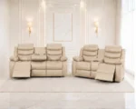 Beige Roma Recliner Sofa Set 3+2 – Luxury Leather Living Room Suite - Image 3